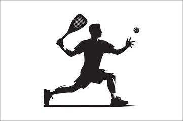 Pickleball player silhouette. Pickleball player vector silhouette on white background. Pickleball player vectore illustration. Pickleball player silhouette bundle.