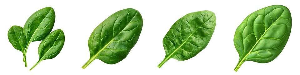 A spinach leaf clipart vegetable element 3D illustration vibrant green isolated on white and transparent background
