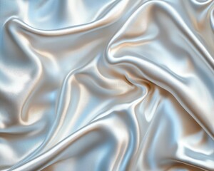 Obraz premium Abstract Silver Silk Fabric Closeup Draped Texture Soft Luxurious Flowing Lines