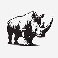 rhino illustration siljeouette