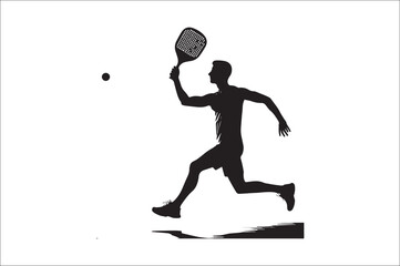 Pickleball player silhouette. Pickleball player vector silhouette on white background. Pickleball player vectore illustration. Pickleball player silhouette bundle.