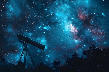 Exploring the Cosmos: A Telescope Under a Starry Sky