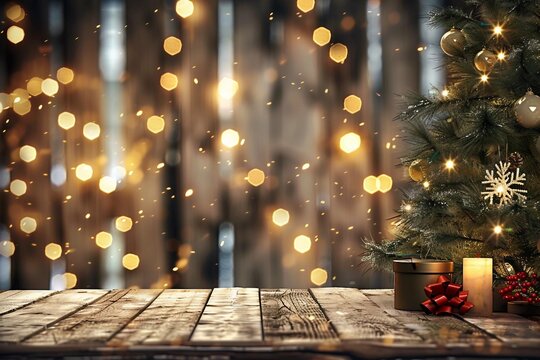 Christmas time and desk of free space