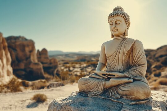 Buddha statue on rock