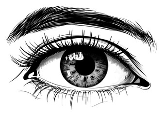 Fototapeta premium PNG A minimal eye sketch drawing black.