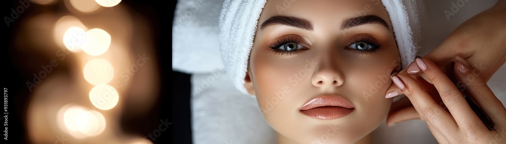 Sticker Close-up Portrait of a Woman Receiving a Facial Treatment