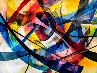 Fototapeta premium A vibrant abstract piece of art with dynamic lines and a blurry center.