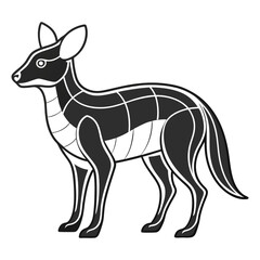 illustration of a kangaroo isolated on white, silhouette animal outline.