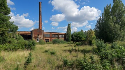 4. **A rusting industrial factory surrounded by wild vegetation