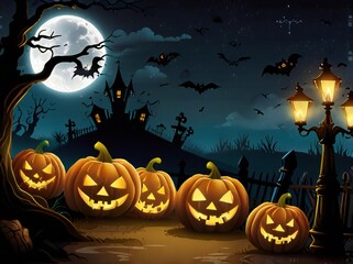 Fototapeta premium halloween background with pumpkins