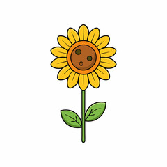 Sunflower isolated on white, sunflower vector illustration, sunflower plant vector art, sunflower plant silhouette, flowers icon, rose line art, eps