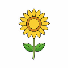 Sunflower isolated on white, sunflower vector illustration, sunflower plant vector art, sunflower plant silhouette, flowers icon, rose line art, eps