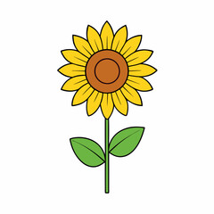 Sunflower isolated on white, sunflower vector illustration, sunflower plant vector art, sunflower plant silhouette, flowers icon, rose line art, eps