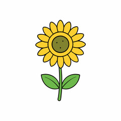 Sunflower isolated on white, sunflower vector illustration, sunflower plant vector art, sunflower plant silhouette, flowers icon, rose line art, eps