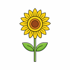 Sunflower isolated on white, sunflower vector illustration, sunflower plant vector art, sunflower plant silhouette, flowers icon, rose line art, eps