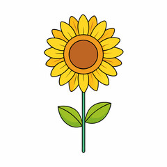 Sunflower isolated on white, sunflower vector illustration, sunflower plant vector art, sunflower plant silhouette, flowers icon, rose line art, eps