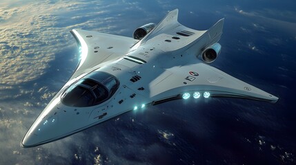 35. **A sleek, futuristic space shuttle with advanced features