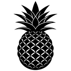 Silhouette pineapple fruit in black color.