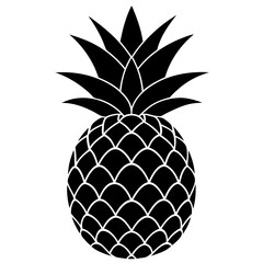 Silhouette pineapple fruit in black color.