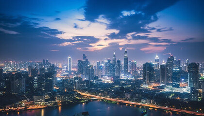 Fototapeta premium Time lapse of Bangkoks Downtown skyline Financial