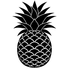 Silhouette pineapple fruit in black color.