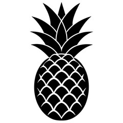 Silhouette pineapple fruit in black color.