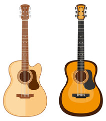 Obraz premium acoustic guitar musical instrument flat style vector illustration isolated on white background