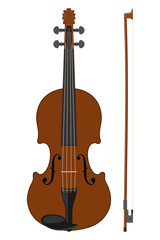 Fototapeta premium violin musical instrument flat style vector illustration isolated on white background