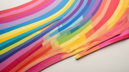 Obraz premium Bright rainbow stripes on a light background, bold and dynamic.