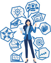 コメントをするビジネスウーマンのイラスト