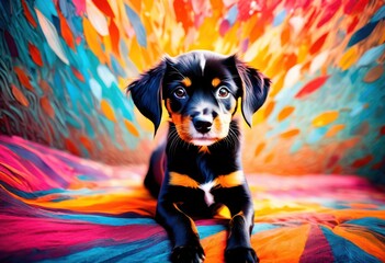 colorful pet portraits highlighting unique traits shelter animals lively artistic style, artwork, vibrant, colors, creative, canvas, painting, design, texture