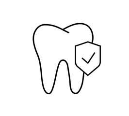 Tooth with shield icon. Tooth Protection. clean and healthy tooth. Shield for Safety in oral hygiene. Vector illustration