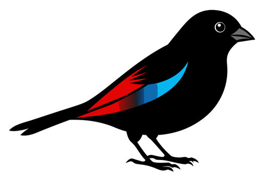 recommend clip art: Painted bunting silhouette black color vector art illustration