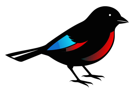recommend clip art: Painted bunting silhouette black color vector art illustration