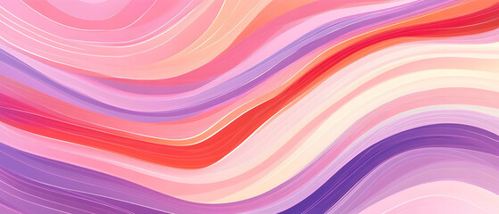 Abstract horizontal background with colorful waves. Trendy vector illustration in style retro 60s, 70s. light purple theme Pastel colors