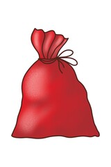 A Christmas Santa Claus Gift Bag is a illustration, hand-drawn with watercolor brushes, with outline on a white background. For postcards, greetings, stickers and others DIY.