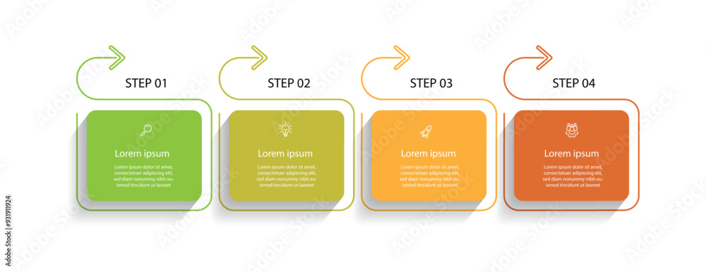 Poster 4 step process infographic template vector with icons can be used for workflow, business information and presentation 