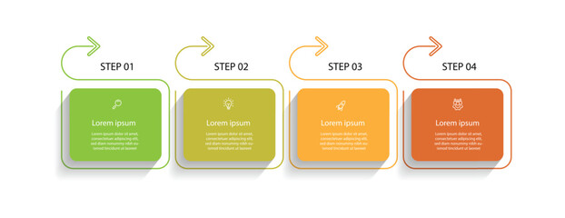 4 step process infographic template vector with icons can be used for workflow, business information and presentation 