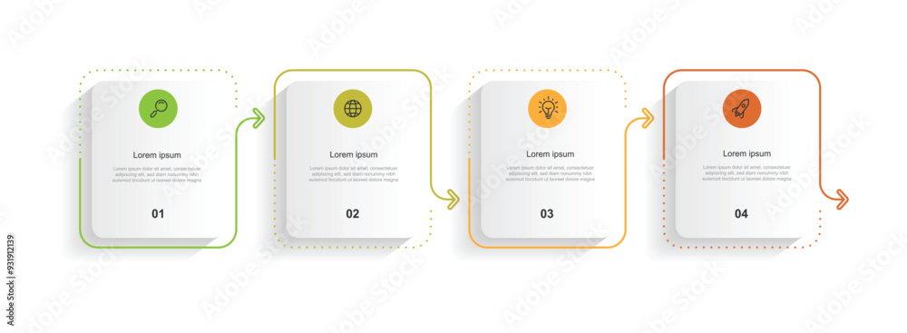 Aufkleber Design template infographic vector element with 4 step process can be used for workflow and business information 