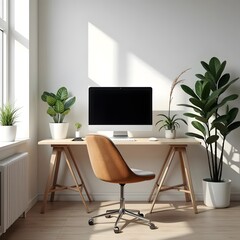 modern home office interior with desk