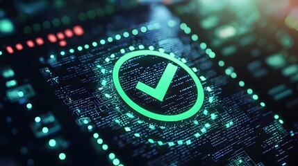 Green Checkmark Appears on Digital Screen Signaling Accepted Online Payment