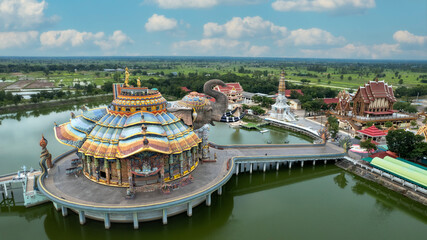 Aerial view the erawan elephant at temple of gods spiritual powers  wat ban rai temple  at nakhon...