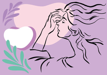 Line drawing woman. Modern Minimalist Style. Vector Illustration For Posters, t-shirts prints