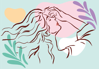 Line drawing woman . Modern Minimalist Style. Vector Illustration For Posters, t-shirts prints