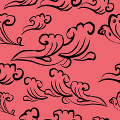 Seamless japanese waves pattern vector
