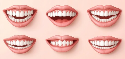 Obraz premium Smiling Lips and Pearly Whites A 3D Perspective of Perfect Teeth