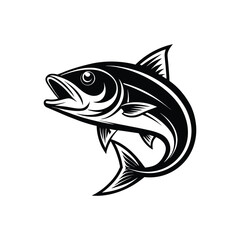 Dynamic Salmon Fish Vector - Elegant Silhouette Illustration for Wildlife Graphics.