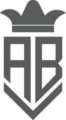 Luxury Crown AB logo design. Crown BA logo design. AB logo design. Crown BA logo vectors. King crown AB logo design.  Creative A logo design royalty.