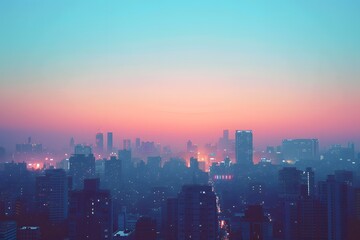 Fototapeta premium Serene Cityscape at Dusk with Vibrant Colors