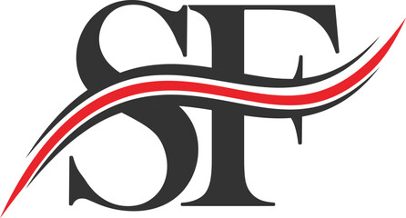 Naklejka premium Letter SF logo logotype icon concept with brush style, and joining letter logo design vector. FS, SF, F, S abstract letters logo monogram, Letter SF triangle monogram logo design. SF letter logo desig